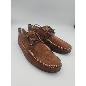Martin Dingman Classic Diamond Suede Tobacco Brown Driving Shoe - Size‎ 9W